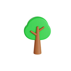 3D Green natural tree isolated vector illustration with leaves