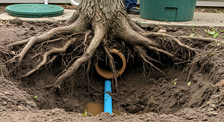 Tree Roots Encroaching on Drain Pipe