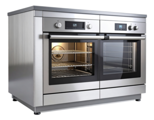 3D Render of Stainless Steel Built-In Kitchen Oven, isolated on transparent background PNG