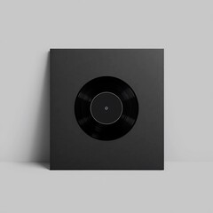 Black Vinyl Record in Minimalist Sleeve - Music Industry Branding - Album Cover Mockup