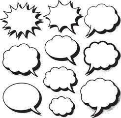 Comic-style speech bubble set in vector design for chat and message illustrations