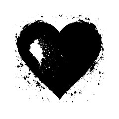 Stencil Heart Frame Dirty Texture Border, Black Brush frame