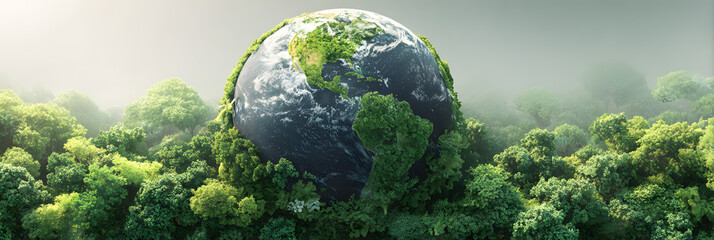 world globe planet earth background banner sustainable environment ecology nature regeneration eco friendly green energy care for nature esg concept