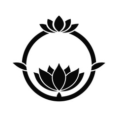 Fototapeta premium Lotus flower ring forming spiritual mandala silhouette for zen and wellness branding