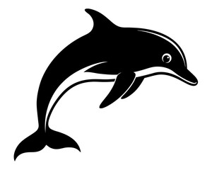 Fototapeta premium Dolphin vector black animal silhouette on white background