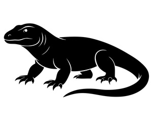 Obraz premium Komodo dragon vector black animal silhouette on white background