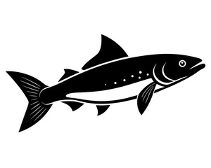 Obraz premium Trout vector black animal silhouette on white background