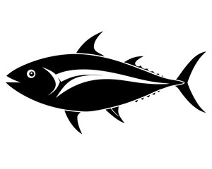 Fototapeta premium Tuna vector black animal silhouette on white background