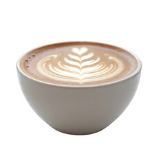 Flat White Coffee with Latte Art on Isolated White Background
