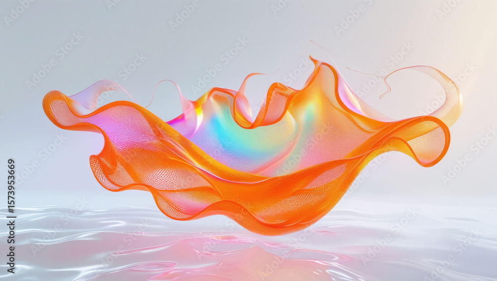 Fototapete abstract orange flow mesh wave background design modern art graphic wallpaper illustration rendering