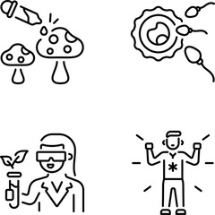 Obraz premium Set of Bio and Science Linear Style Icons