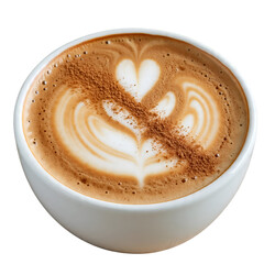 Flat White Coffee with Latte Art on Isolated White Background