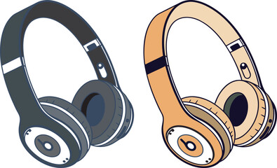 vector illustration of music sound black headphone icon,