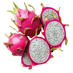 Dragon Fruit Slices Fresh Tropical Fruit Healthy Eating isolated on a transparent background