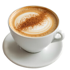 Flat White Coffee with Latte Art on Isolated White Background