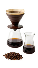 Pour-Over Coffee Setup on Isolated White Background