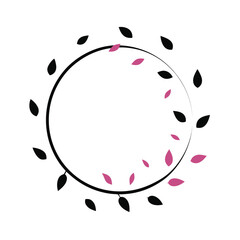 Frame with falling floral petals silhouette for romantic and delicate invitation themes