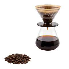 Pour-Over Coffee Setup on Isolated White Background