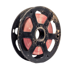 Dusty Vintage Film Reel Old Movie Memories Nostalgia isolated on a transparent background