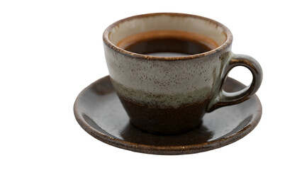 Artisanal Espresso in Ceramic Cup on Isolated White Background