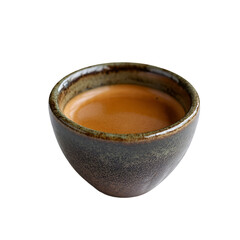 Artisanal Espresso in Ceramic Cup on Isolated White Background