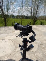 video camera on tripod