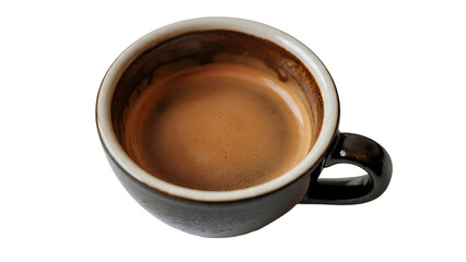 Artisanal Espresso in Ceramic Cup on Isolated White Background