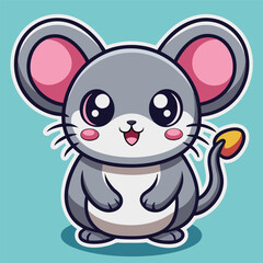 Cute cartoon mouse, digital art, teal background, children's book illustration