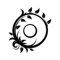 Abstract spiral floral frame silhouette for creative botanical invitations and card designs