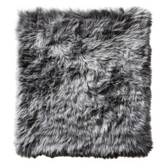 Gray and white faux fur rug soft texture home decor isolated on a transparent background