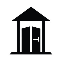 Stable door with top half open silhouette for rustic barn and countryside lifestyle designs