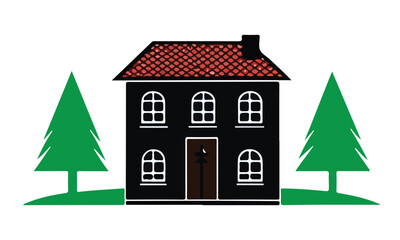 Black House Silhouette Vector Set