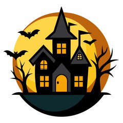 Abstract vector illustration of logo for celebrating children's holiday,halloween yellow pumpkin poster closeup on background.Halloween drawing consisting of tag,label,smile,monster,poster,face,party.