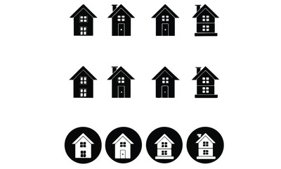 Black House Silhouette Vector Set