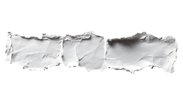 Detailed Examination of Torn White Paper with Unique Texture and Natural Creases for Creative Use