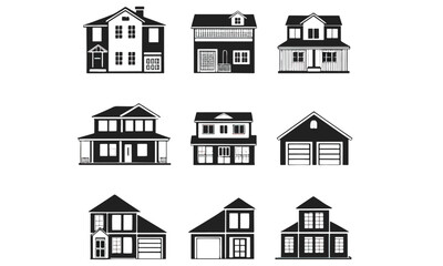 Black House Silhouette Vector Set