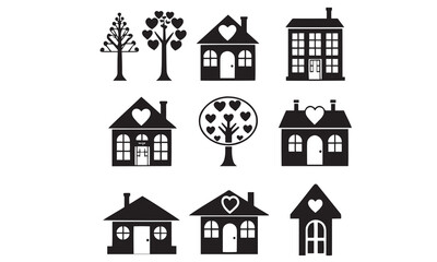 Black House Silhouette Vector Set