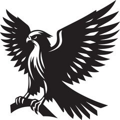 Minimal Black Falcon Silhouette Vector Logo Icon