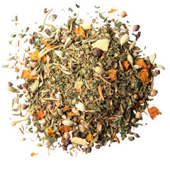 Herbal Tea Blend Spices Herbs Dried Fruit Explosion isolated on a transparent background