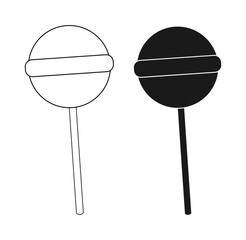 Two simple lollipop icons, one in outline and one filled black on white