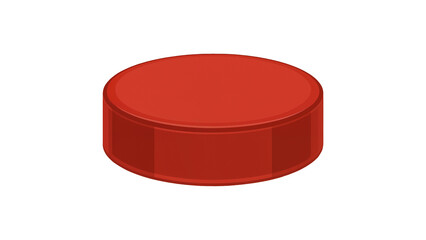 Photorealistic Red Hockey Puck on White Checkerboard Background