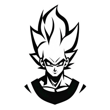 Stylized black and white portrait of a powerful anime character with spiky hair