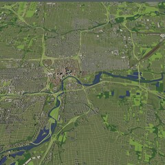 3D illustration of city and urban in Columbus Ohio USA