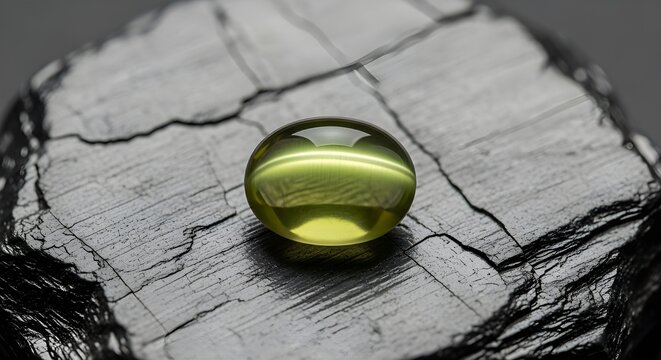 Close-Up Cat&rsquo;s Eye Chrysoberyl Sharp Chatoyancy Honey-Green Gemstone
