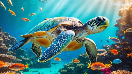 Obraz premium sea turtle swimming