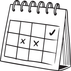 Calendar Schedule Icon: A minimalist illustration of a calendar, marked with significant events. It is a clean graphic ideal for illustrating schedules and deadlines. 