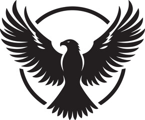 Minimal Black Hawk Silhouette Vector Icon