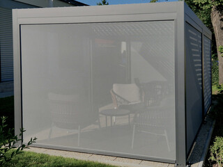 A pergola under which you will always feel comfortable. The elegant aluminum pergola has a roof...