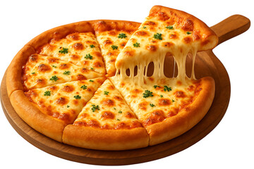 A Close-Up, Eye-Level Shot of a Whole Freshly Baked Cheese Pizza