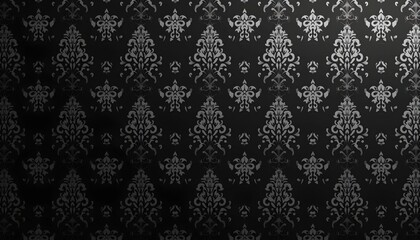 Seamless dark damask design, elegant Victorian floral style in black tones